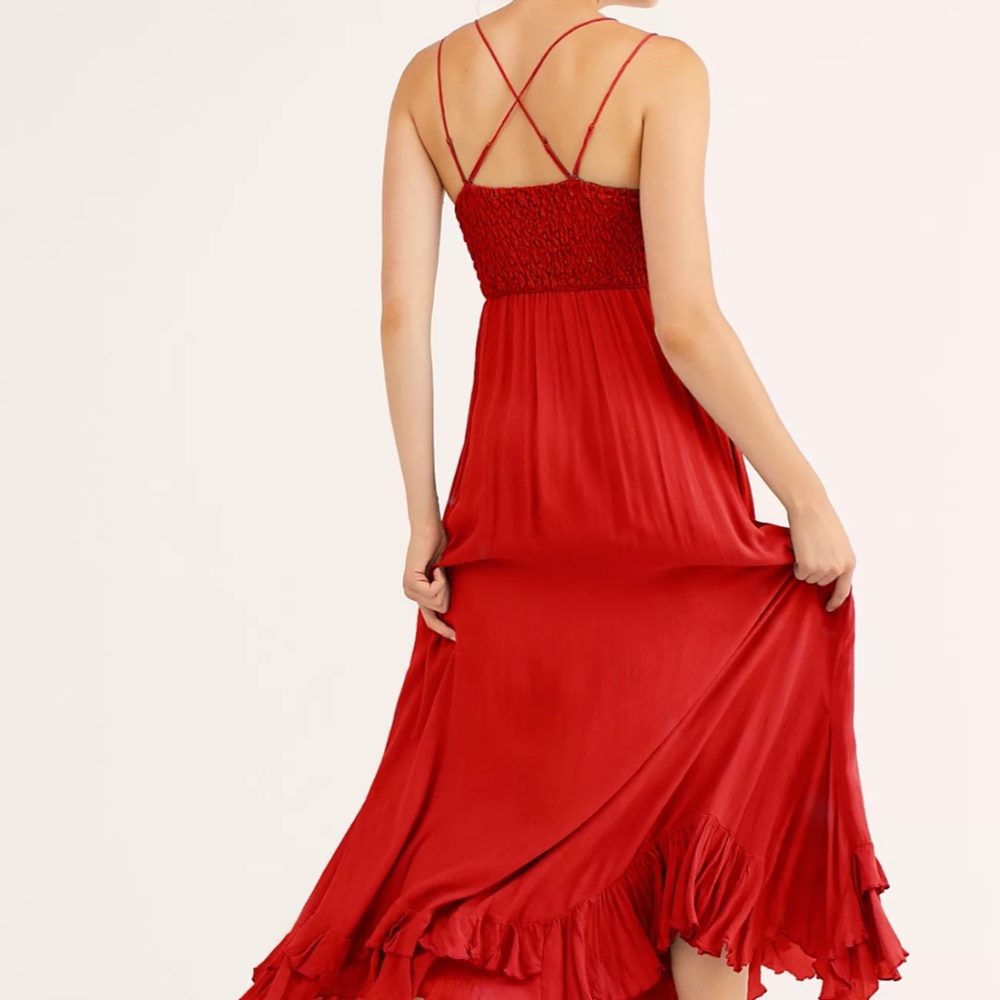 Free People Adella Maxi Slip Dress Bright Red - Picture 3 of 3